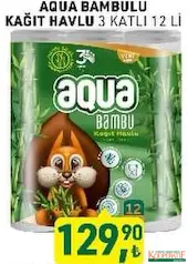 AQUA BAMBU KAĞIT HAVLU 3 KATLI 12'Lİ fiyat ve kampanya bilgisi